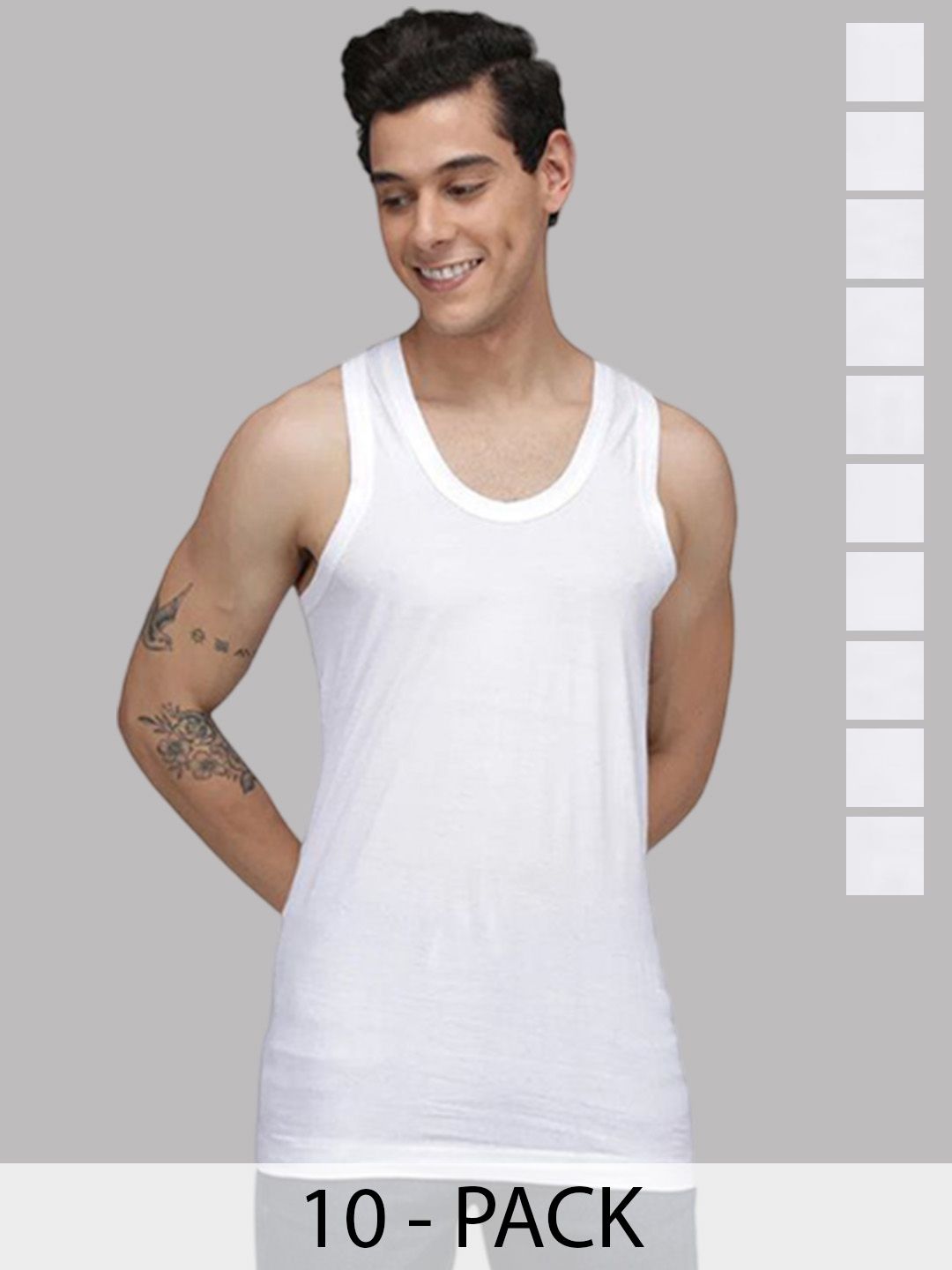 Sporto by Macho Pack Of 10 Cotton Solid Undershirt Innerwear Vests-picture-24
