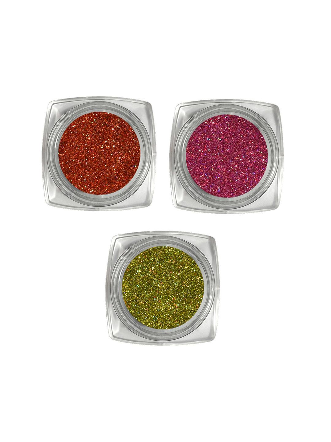 VOZWA Set Of 3 HD Holographic Loose Glitter Eyeshadow- 3g Each - Orange Pink & Light Green-image-4