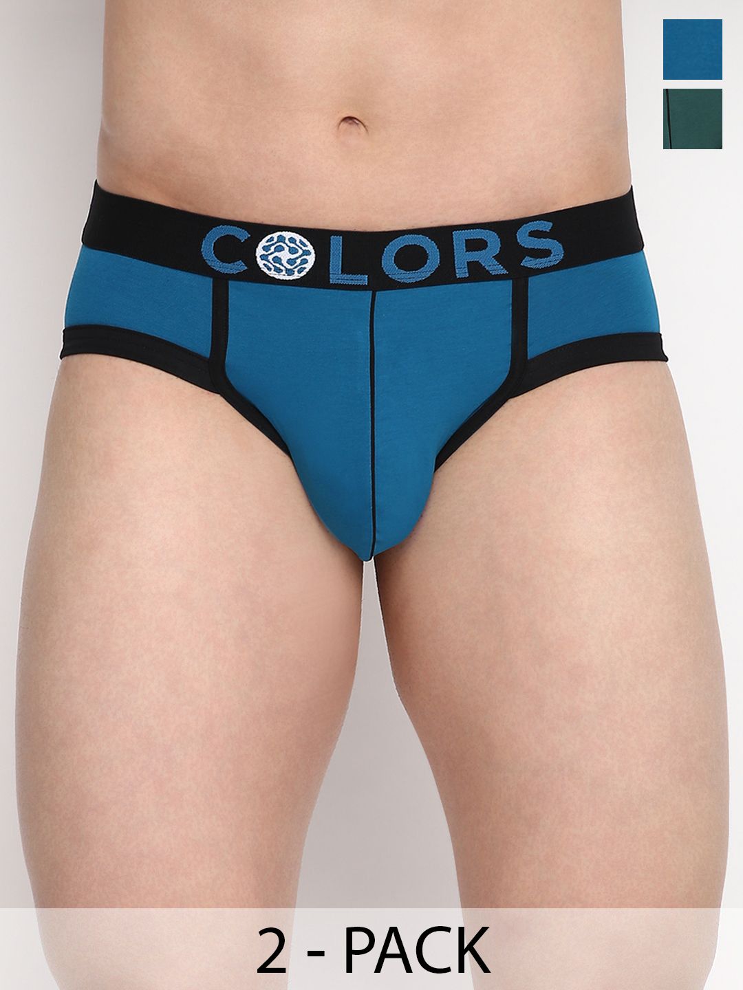 COLORS by Rupa Frontline Pack of 2 Colourblocked Cotton Blend Basic Briefs-picture-32
