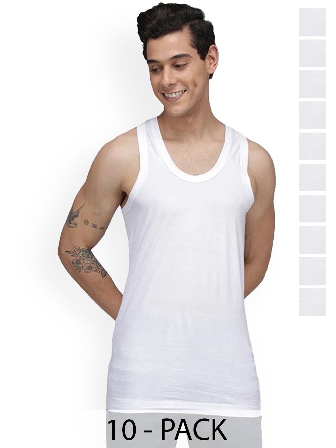 Sporto by Macho Pack Of 10 Cotton Solid Undershirt Innerwear Vests-picture-48