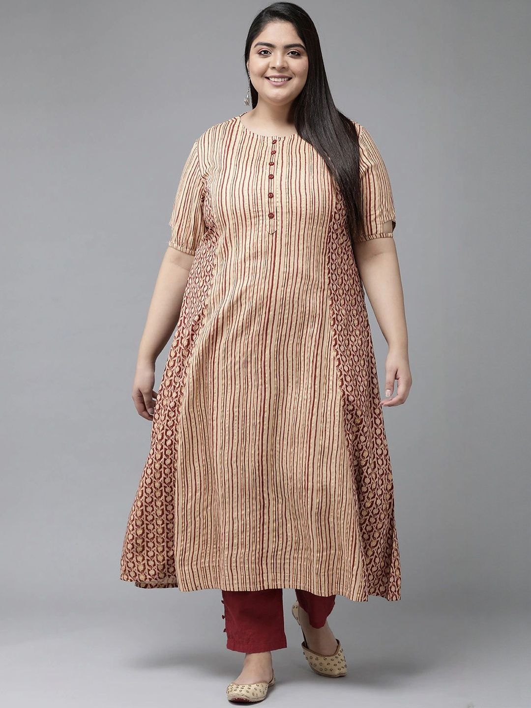 KALINI Women Maroon Viscose Rayon Printed A-Line Kurtas-picture-14