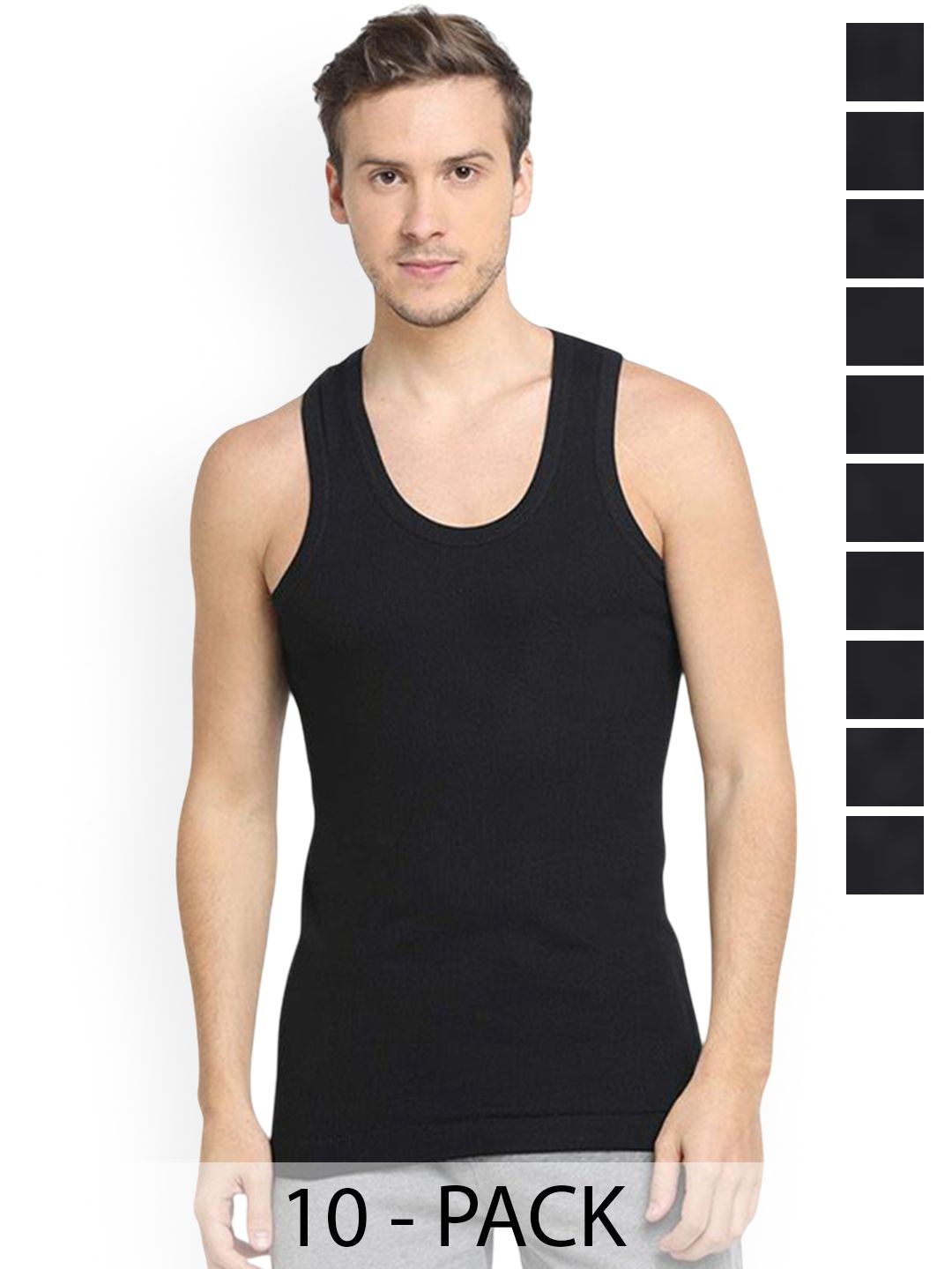 Sporto by Macho Men Pack Of 10 Cotton Solid Undershirt Innerwear Vests-picture-10