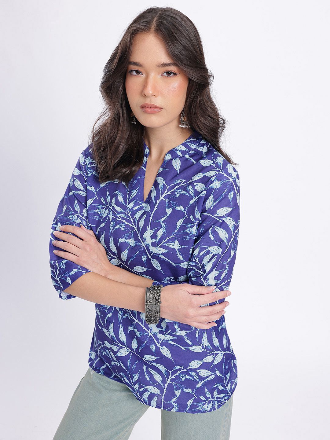 Anouk Rustic Tropical Printed Mandarin Collar Straight Kurti-picture-12