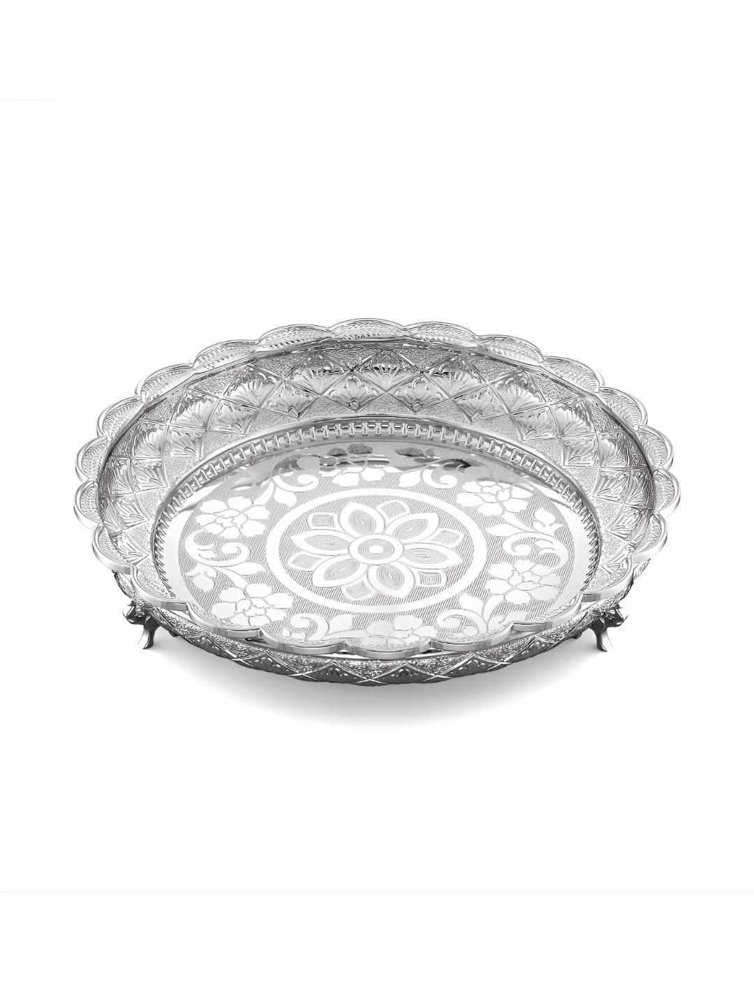 Joyalukkas Silver Textured Pooja Thali-image-34