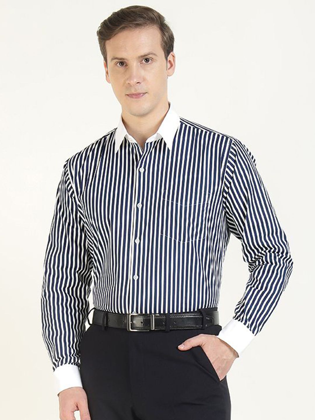 Hancock Men Premium Slim Fit Striped Formal Shirt