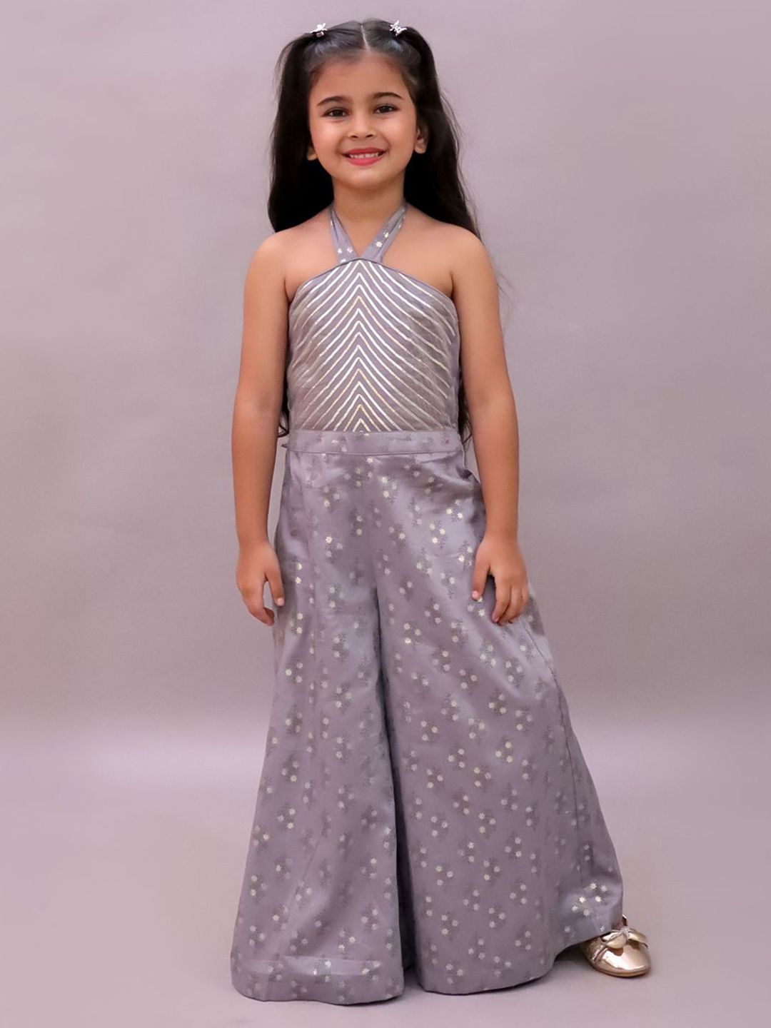 LIL DRAMA Girls Printed Halter Neck Cotton Basic Jumpsuit-picture-17