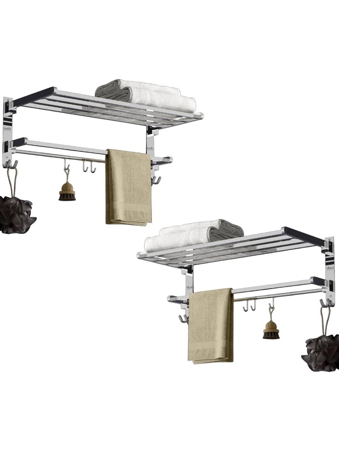 GLOXY Silver-Toned 2 Stainless Steel Towel Holder-image-49