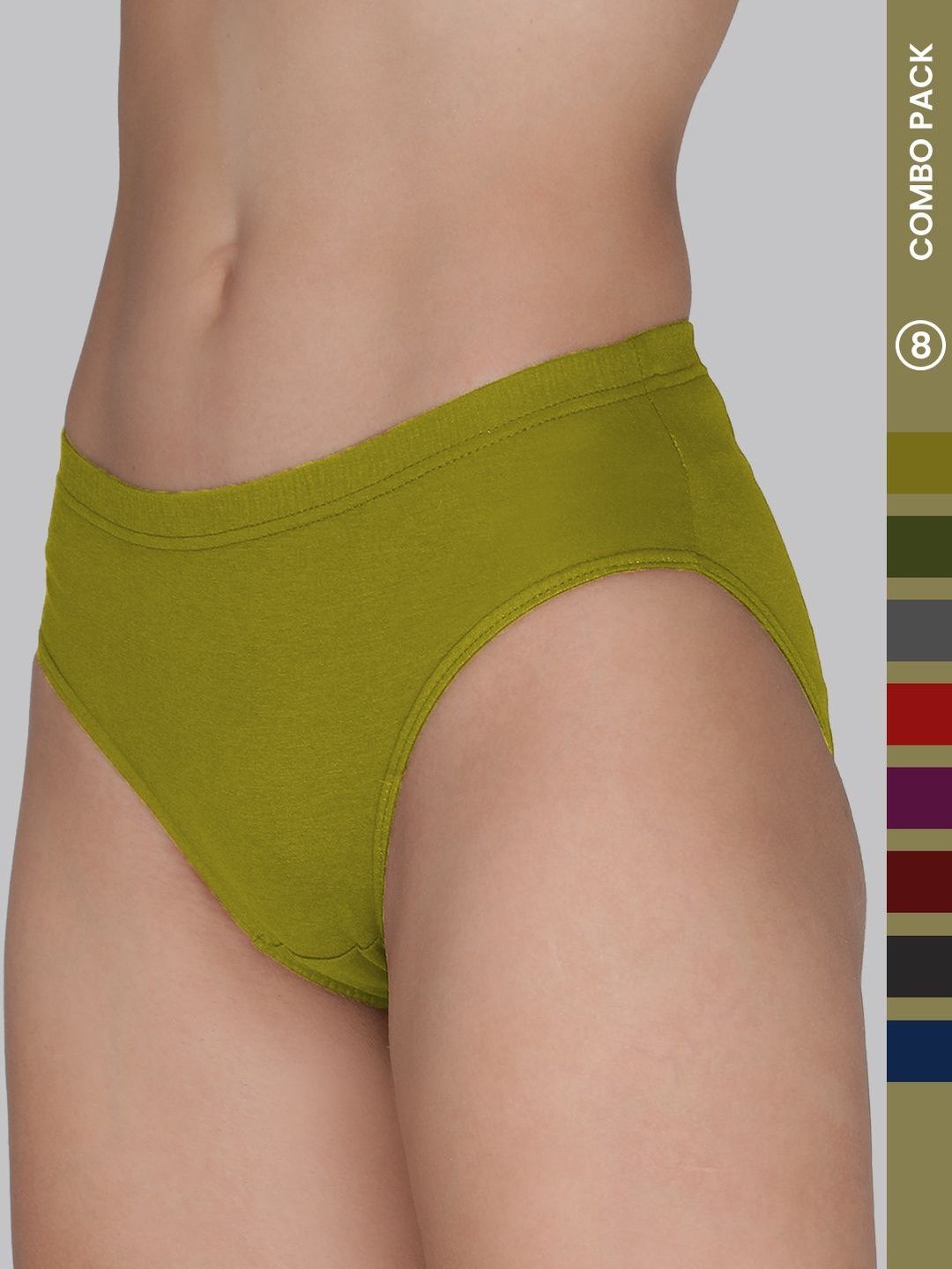 Amul Comfy Women Pack of 8 Assorted Mid Rise Cotton Solid Briefs-image-41
