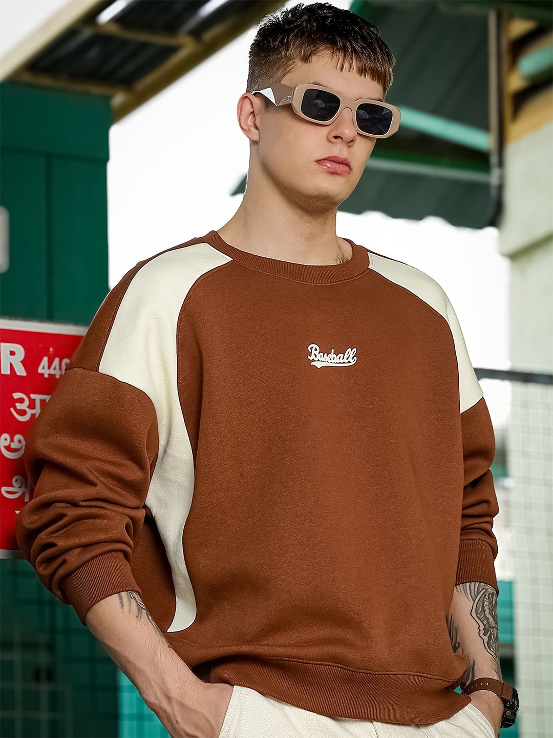 Maniac Men Colourblocked Printed mock Neck Full Sleeve Sweatshirt-picture-31