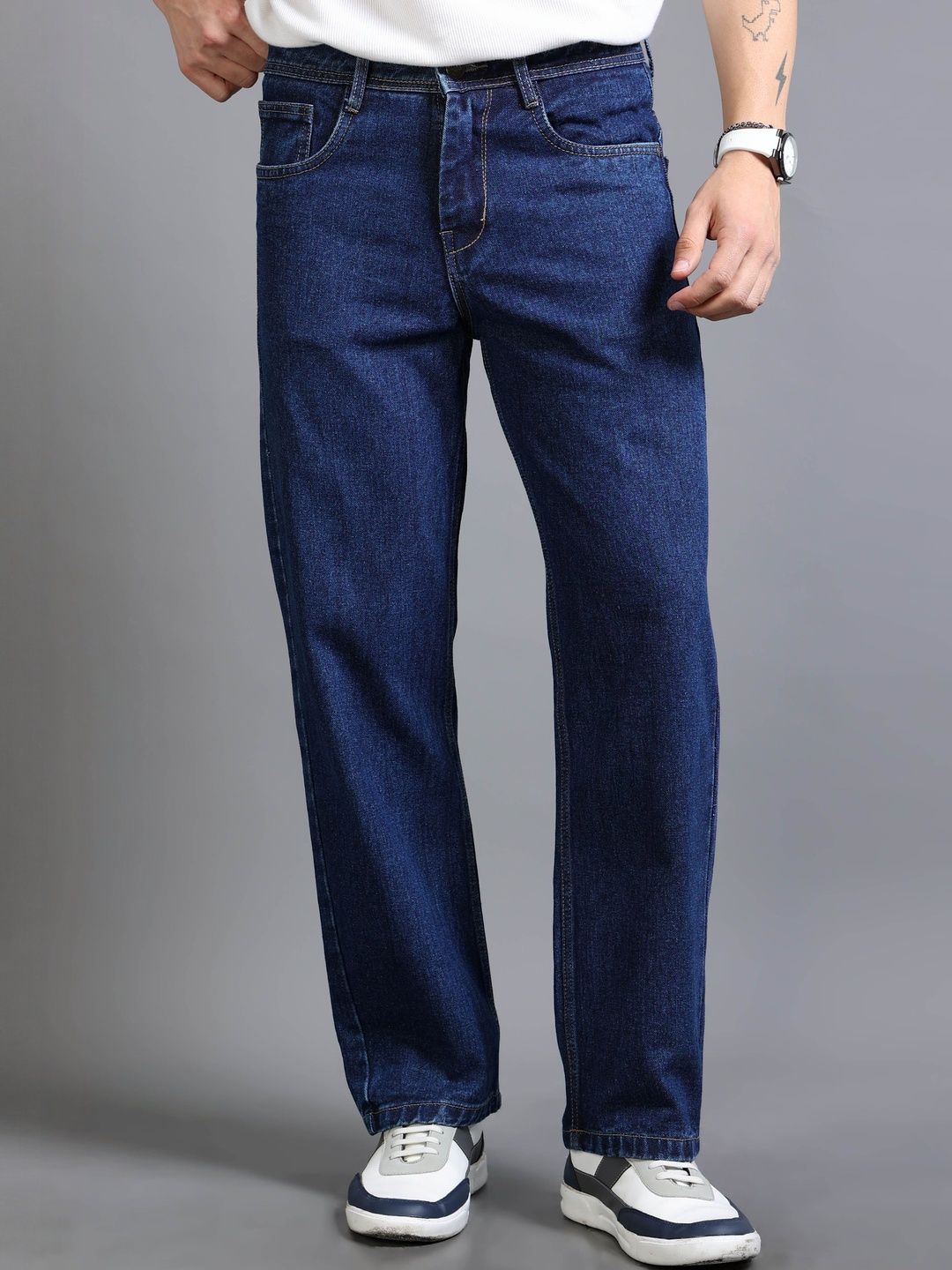 Roadster Men Navy Blue Cotton Mid-Rise Baggy Fit Jeans-picture-55