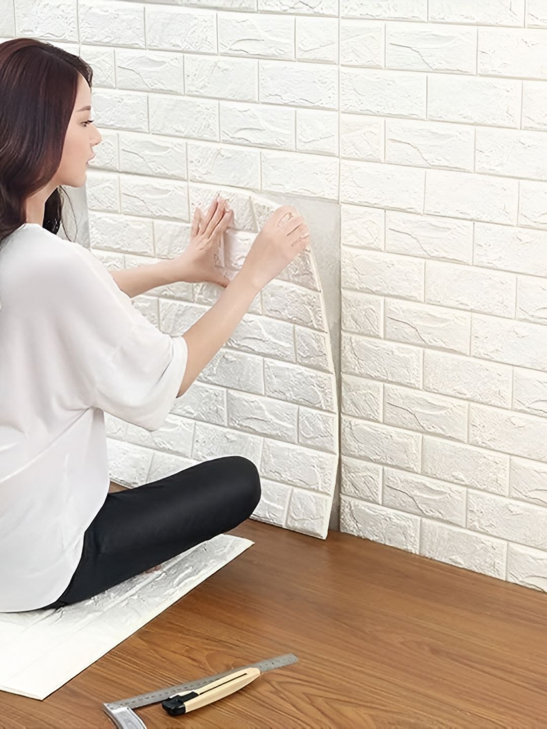 Aura White 10 Pcs Printed Paper Wall Sticker