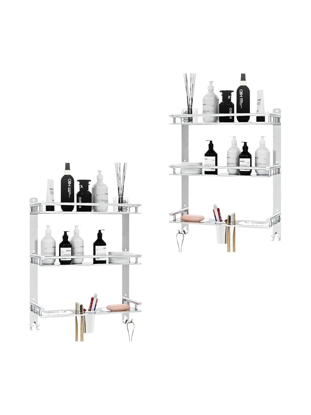 GLOXY Set of 2 Silver-Toned Stainless Steel Bath Accessories Set-picture-55