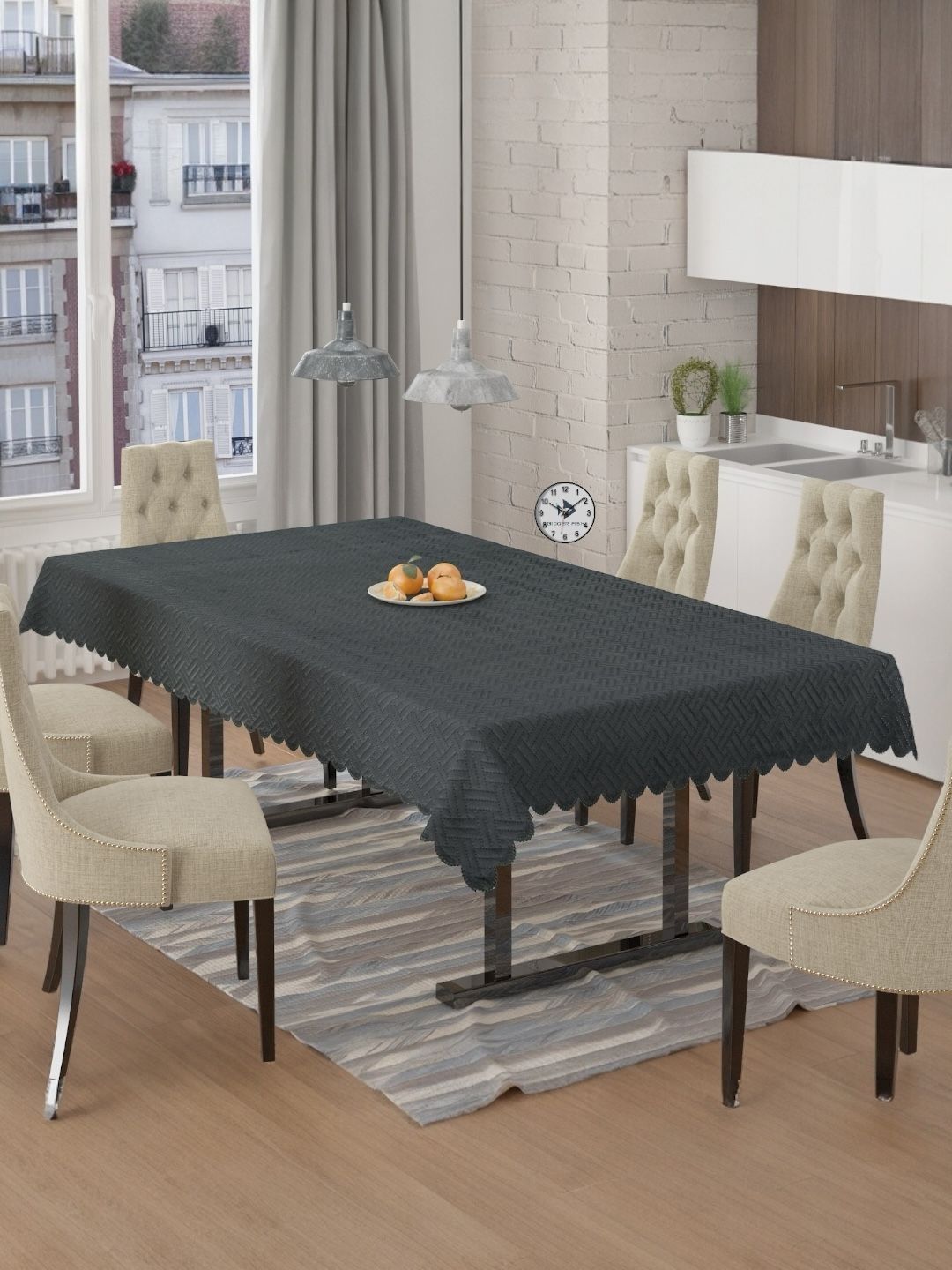 BIGGER FISH Grey Anti-Skid 6-Seater Table Cover-picture-17