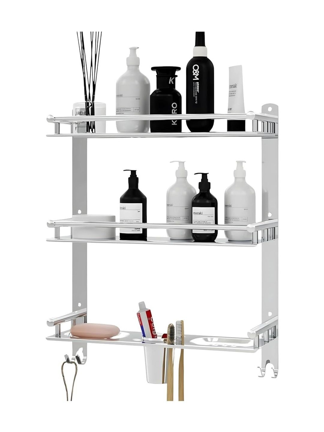 GLOXY Silver-Toned 6 Stainless Steel Bath Accessories Set-picture-37