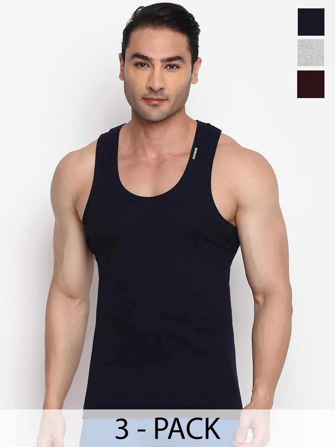 COLORS by Rupa Frontline Pack Of 3 Anti-Bacterial Cotton Undershirt Vests-picture-24