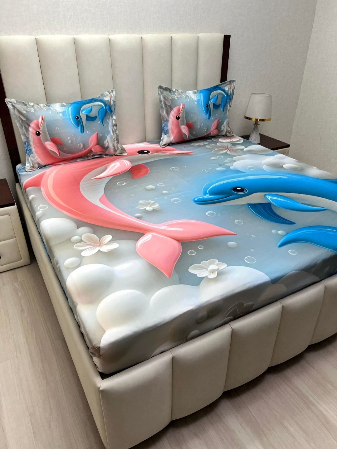 Pure Decor Multicoloured & Multicoloured Cartoon Characters 130 TC Queen Bedsheet with 2 Pillow Covers-picture-10