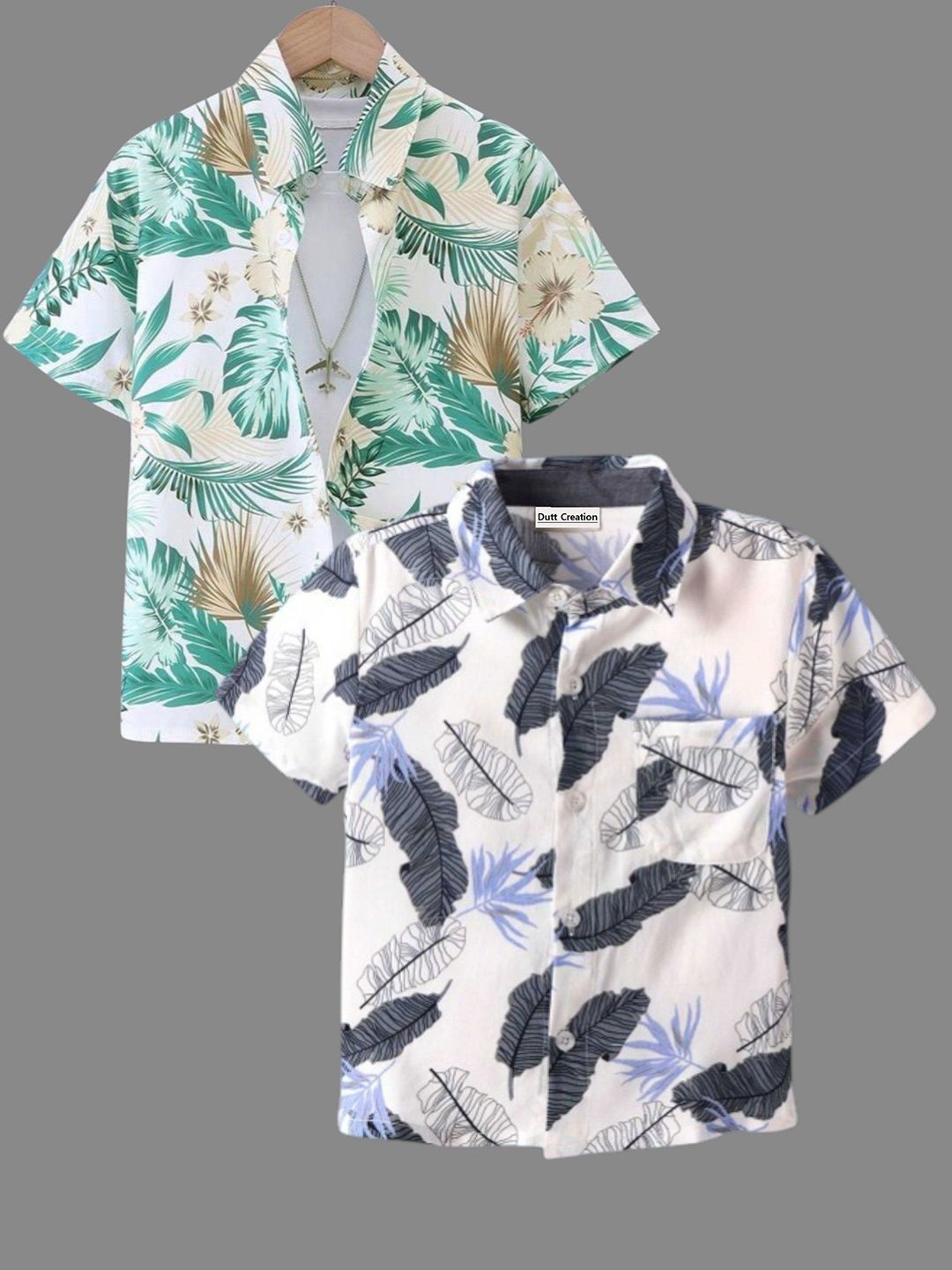 BAESD Boys Pack of 2 Floral Printed Cotton Shirts-picture-43