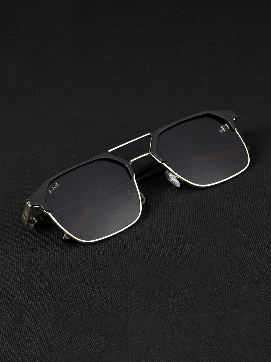 Irayz Unisex Black Square Sunglasses with UV Protected Lens 2805-Gold-Black-picture-29