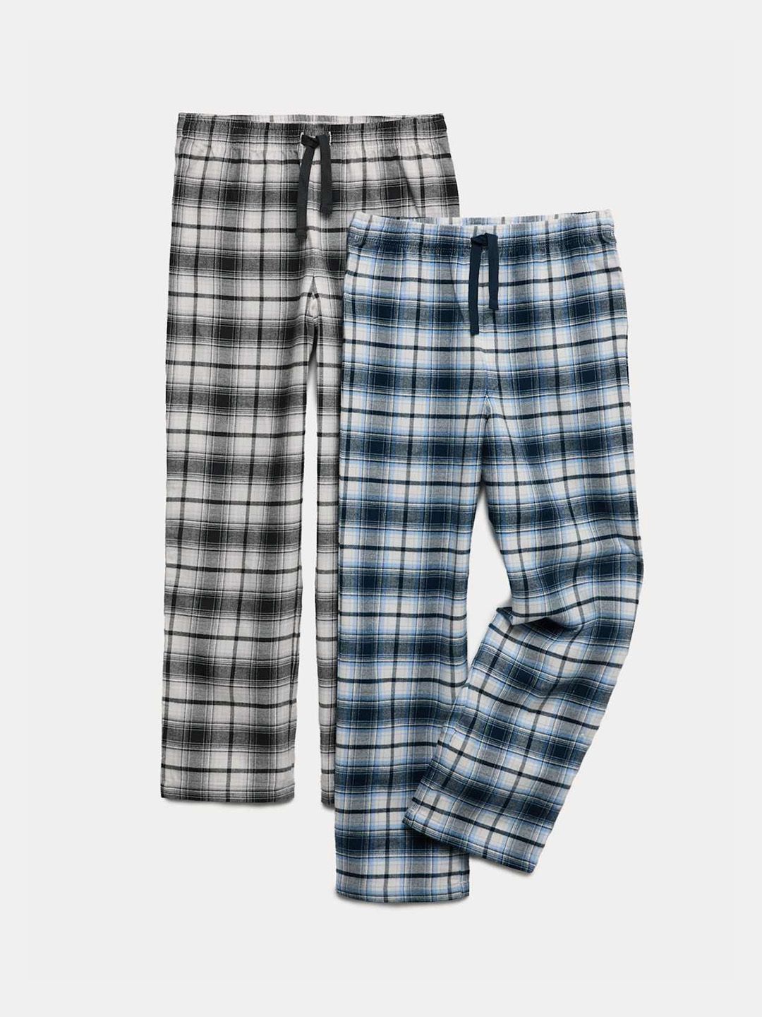 Marks & Spencer Boys Pack Of 2 Checked Pure Cotton High-Rise Trousers-picture-11