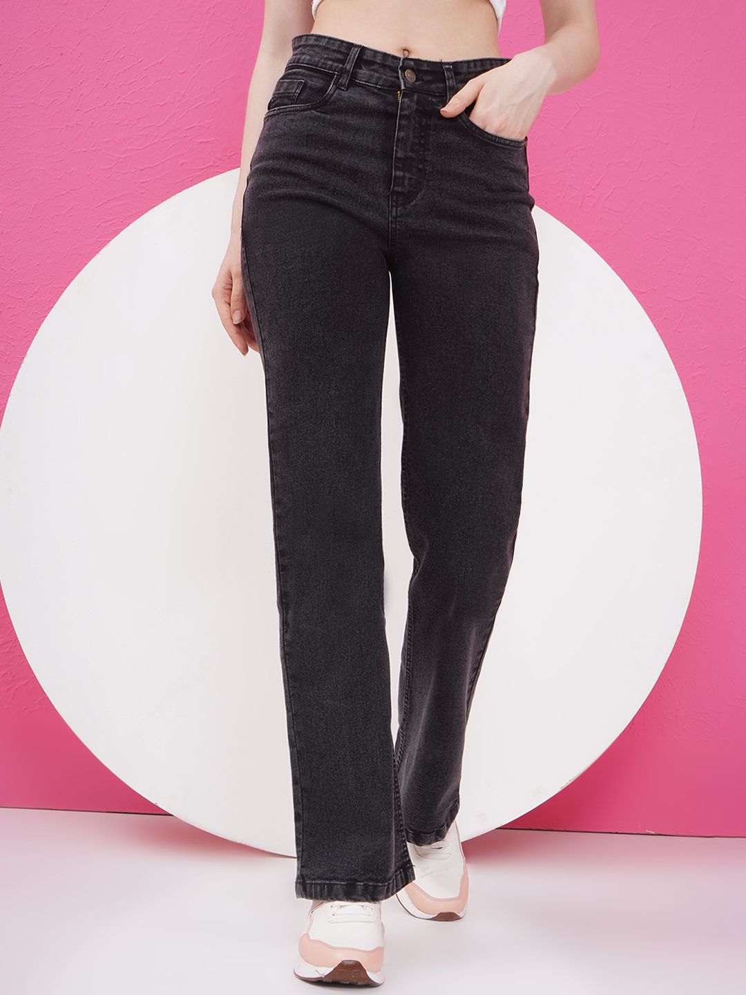 Mast & Harbour Women Straight Fit High-Rise Light Fade Stretchable Jeans-picture-29