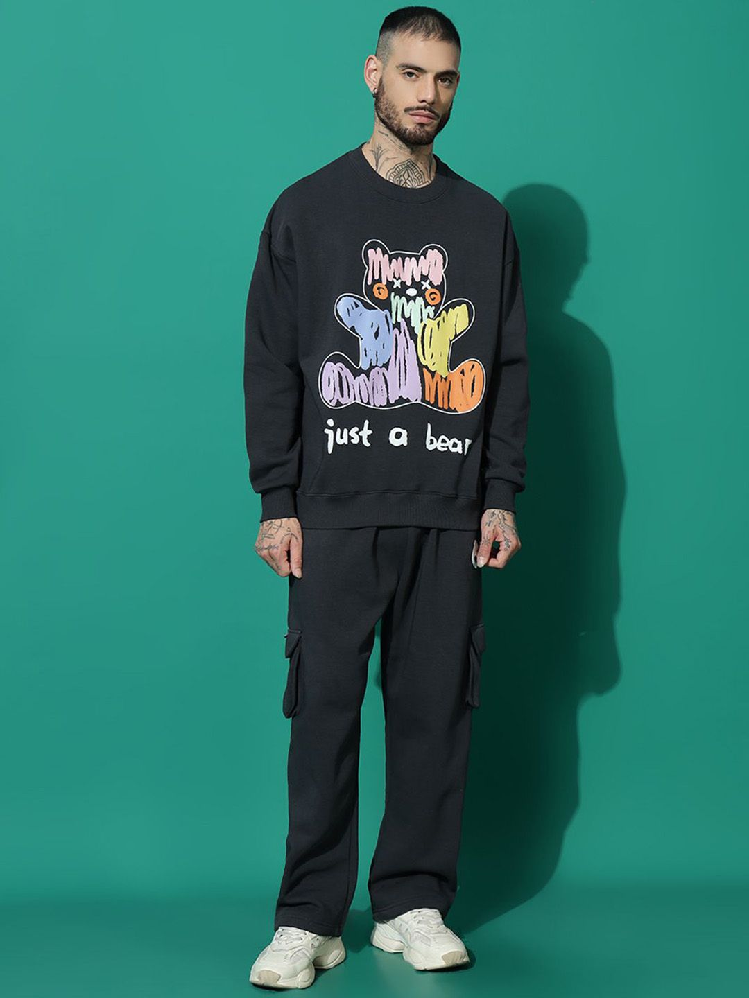 GRIFFEL Pure Cotton Typography Round Neck Tracksuit-picture-20