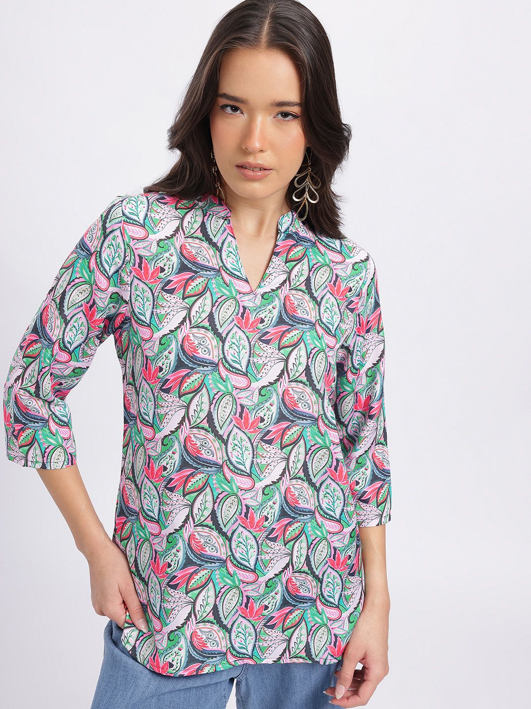 Anouk Rustic Floral Printed Mandarin Collar Straight Kurti-picture-38