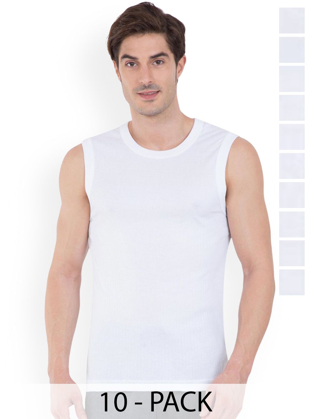 COLORS by Rupa Frontline Men Pack Of 10 Ribbed Anti-Bacterial Gym Vests-picture-11
