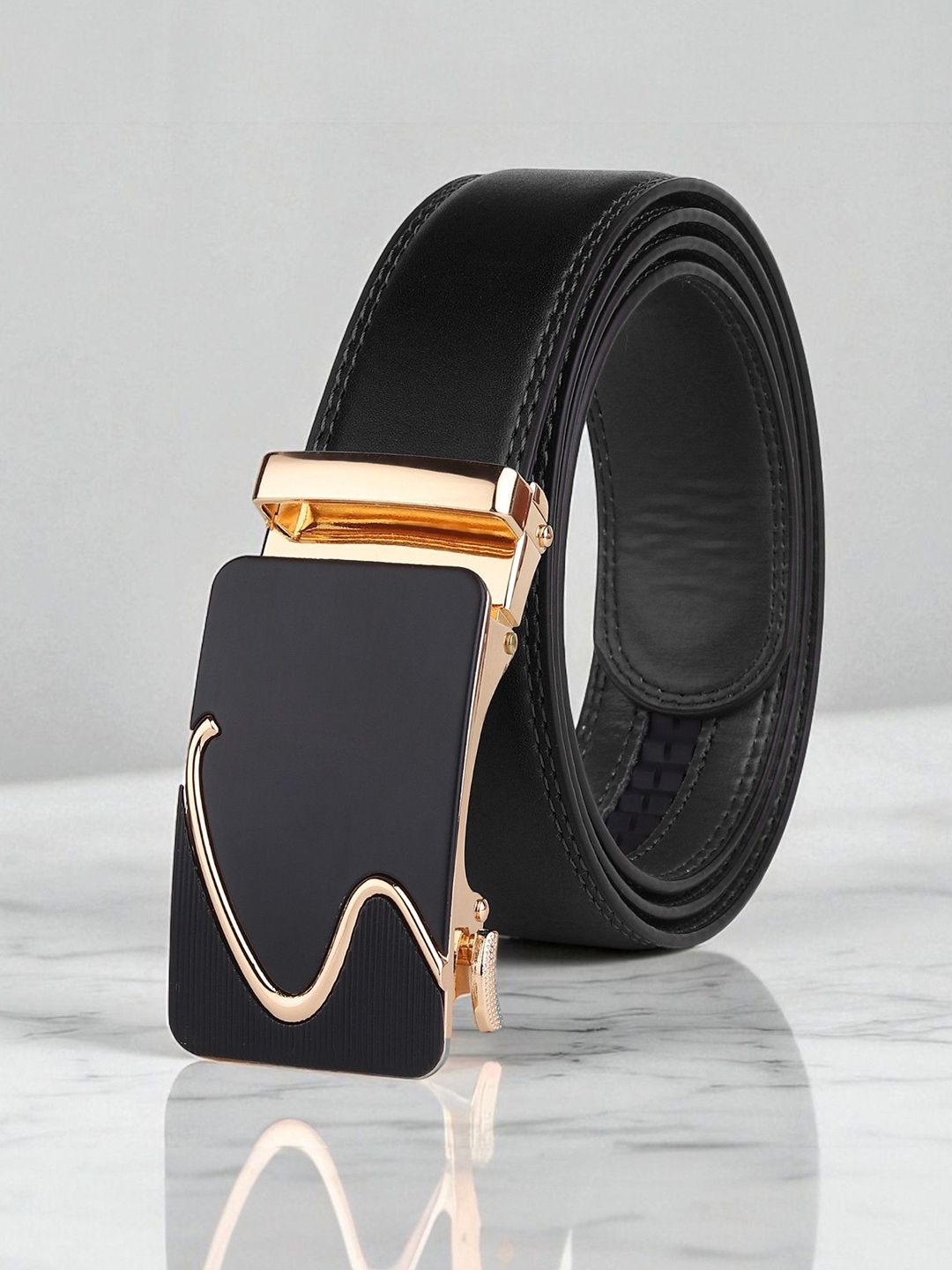 Provogue Men Vegan Leather Formal Belt with Slider Buckle-picture-32