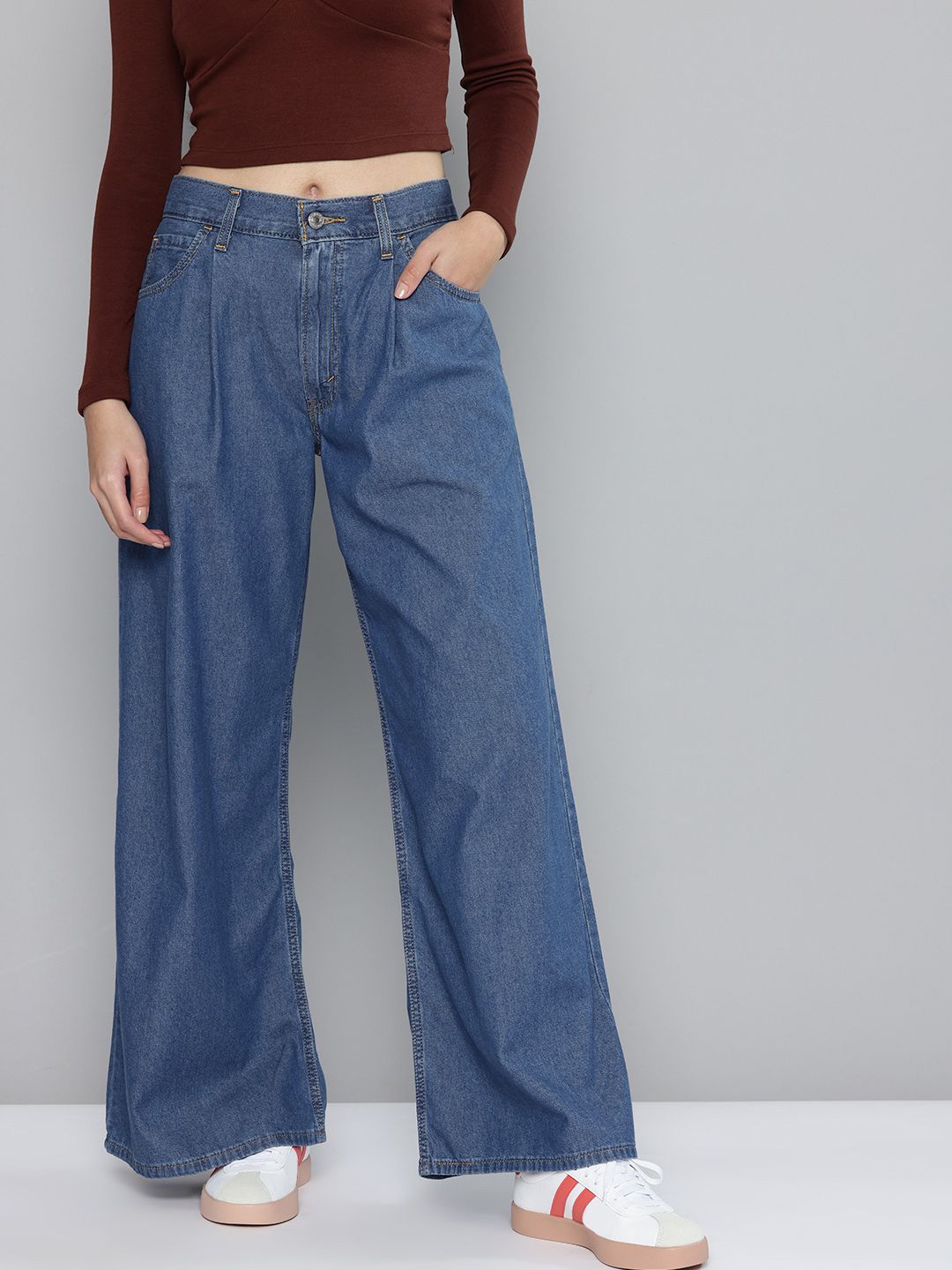 Levis Women Pure Cotton Baggy Fit High-Rise Jeans