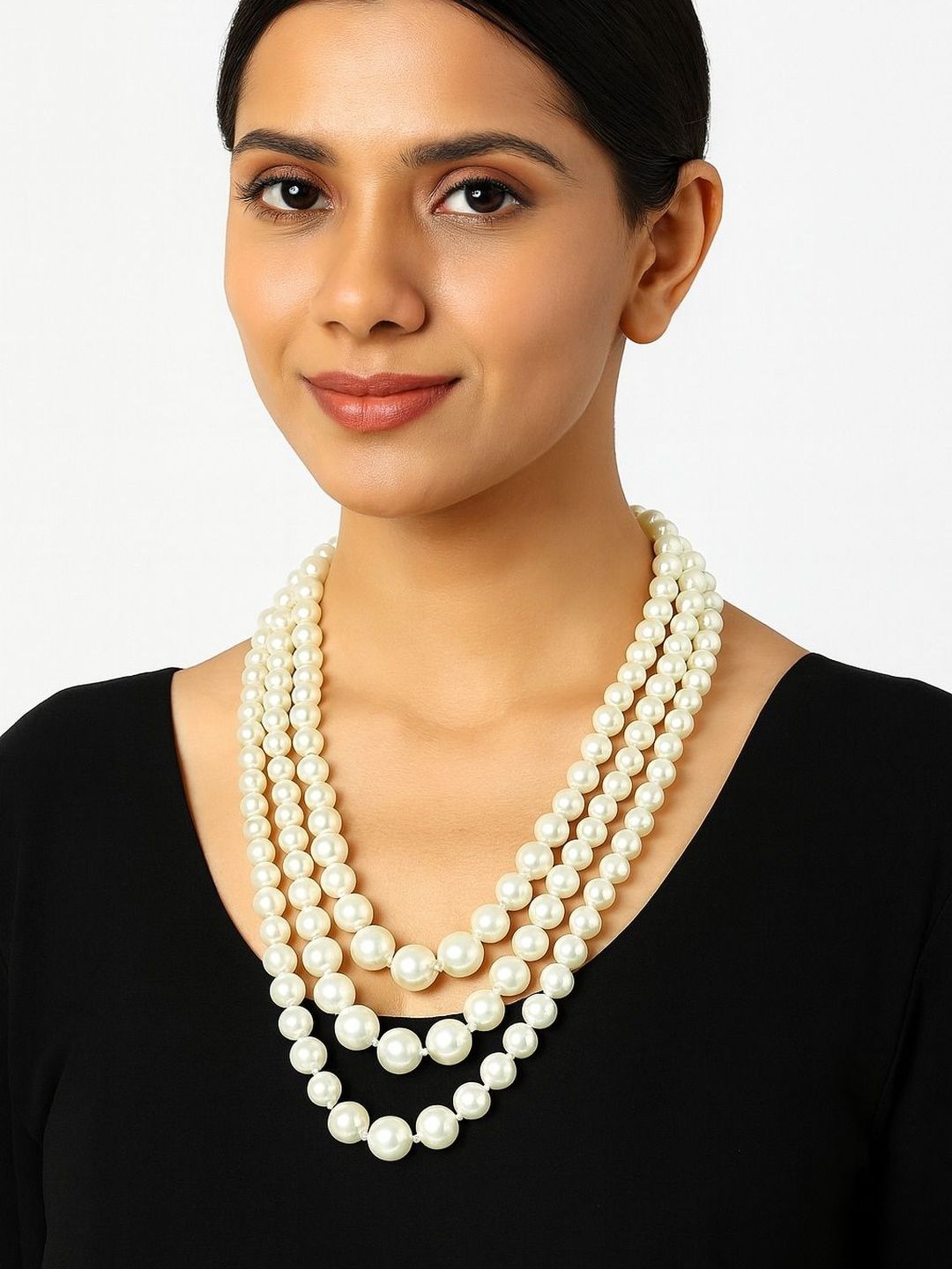 TJC Unisex Artificial Beaded Layered Statement Necklace-image-21