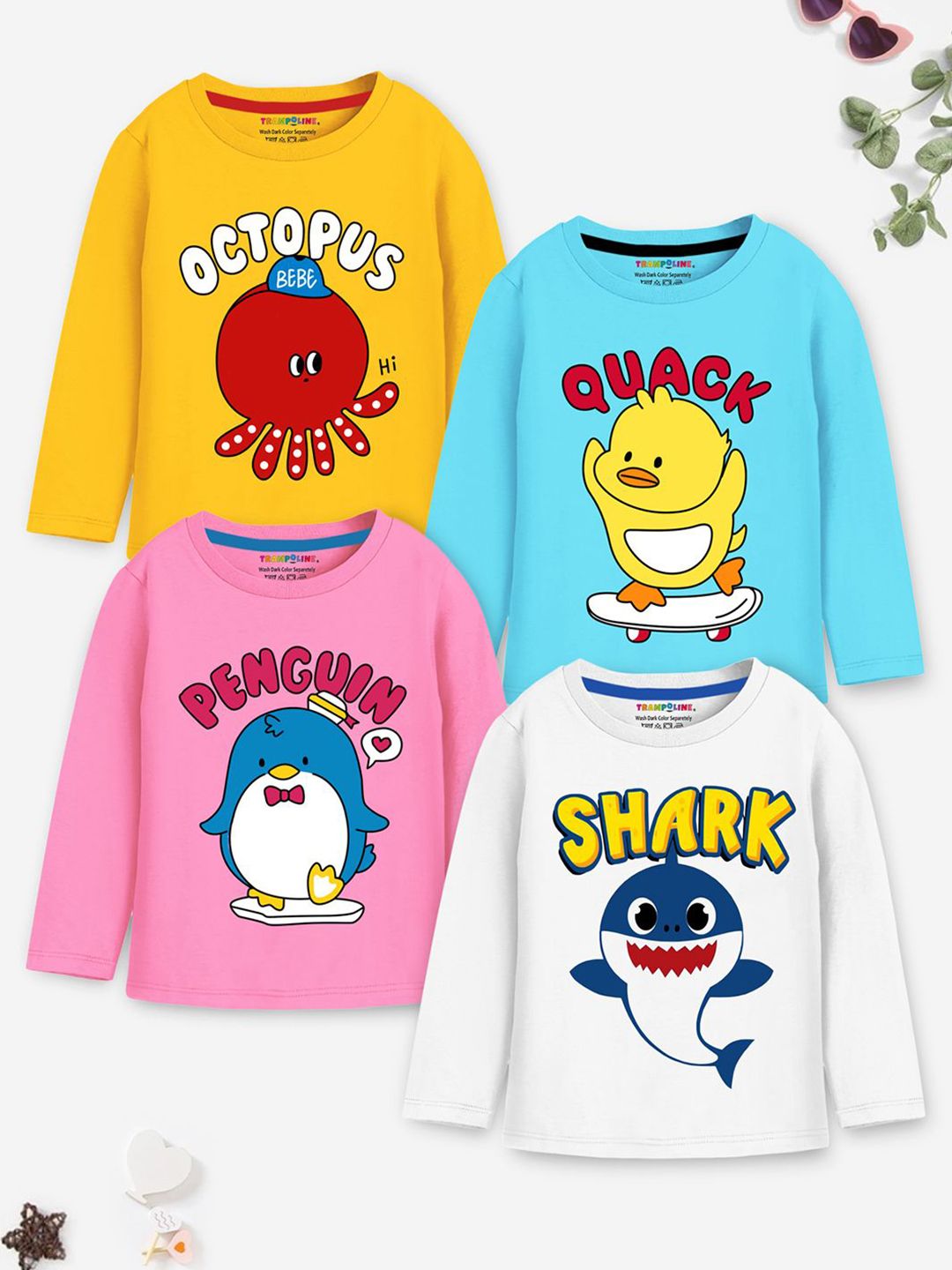 YK X Trampoline Kids Pack of 4 Cartoon Printed Cotton Tshirts-image-22