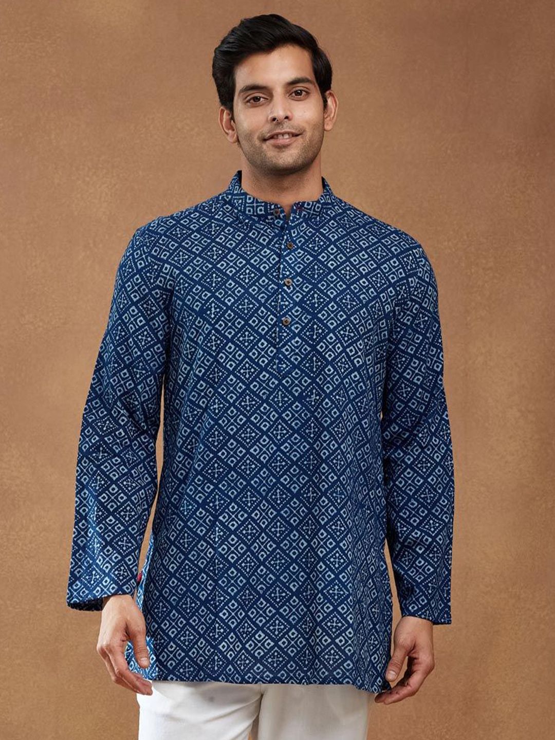 Fabindia Men Geometric Printed Festive Cotton Straight Kurta-picture-37