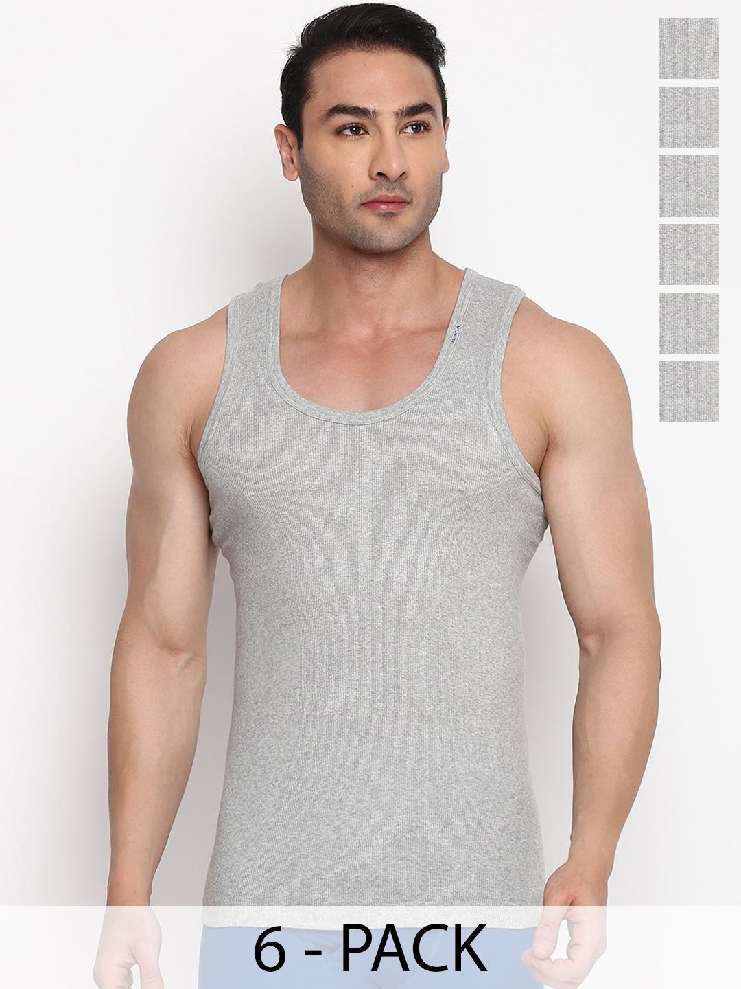 COLORS by Rupa Frontline Pack Of 6 Self Design Anti-Bacterial Cotton Undershirt Vests-picture-20