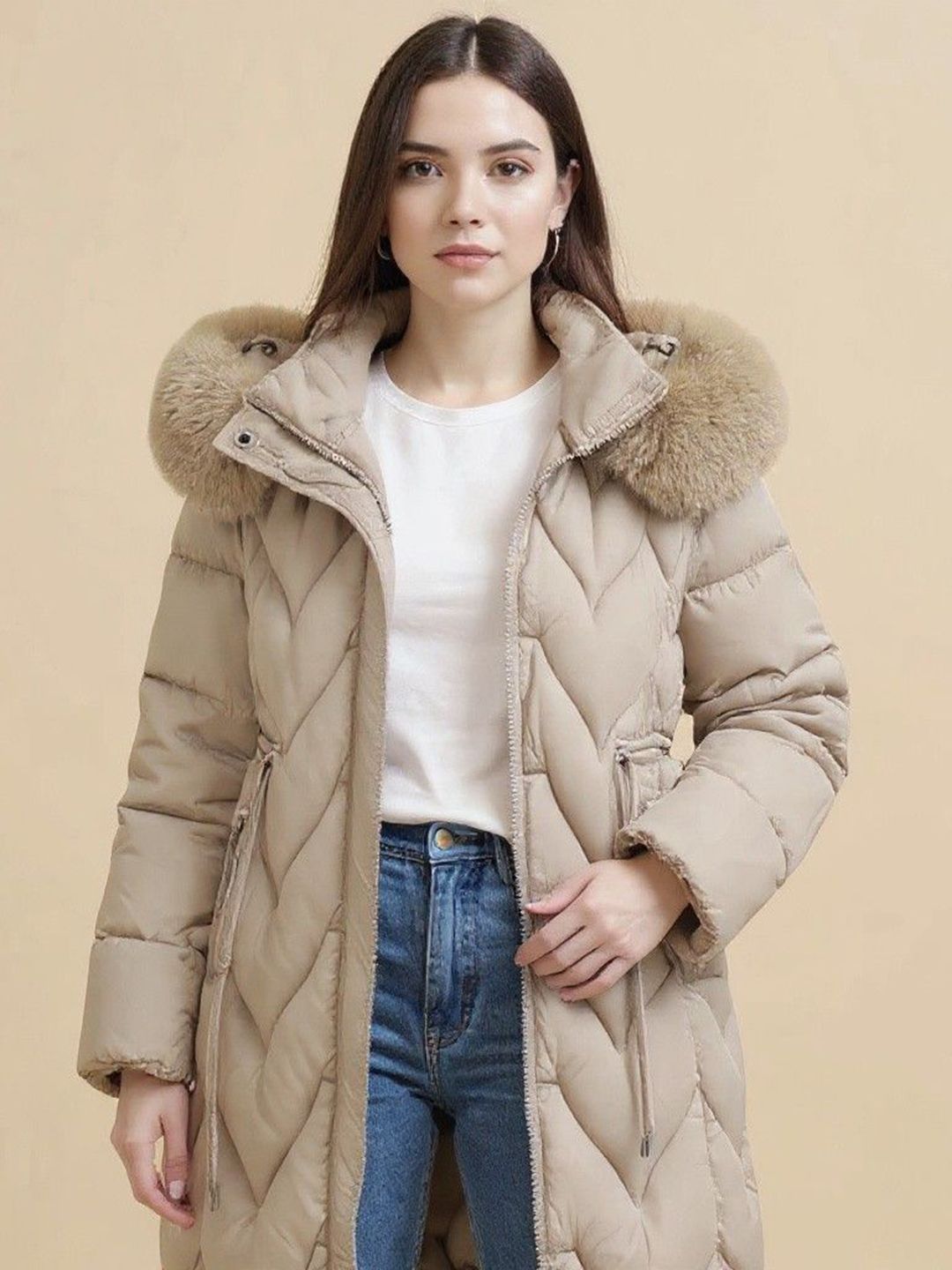 bebe Women Hooded Solid Puffer Jacket-image-38