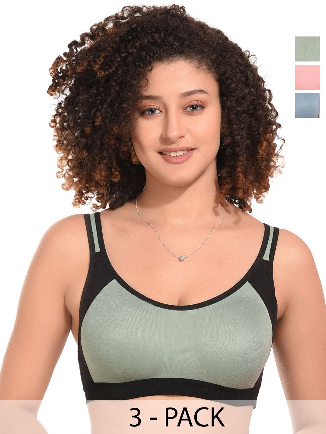 Kinza soft. Pack of 3 Colourblocked Full Coverage Non Padded Underwired Everyday Bra-picture-36