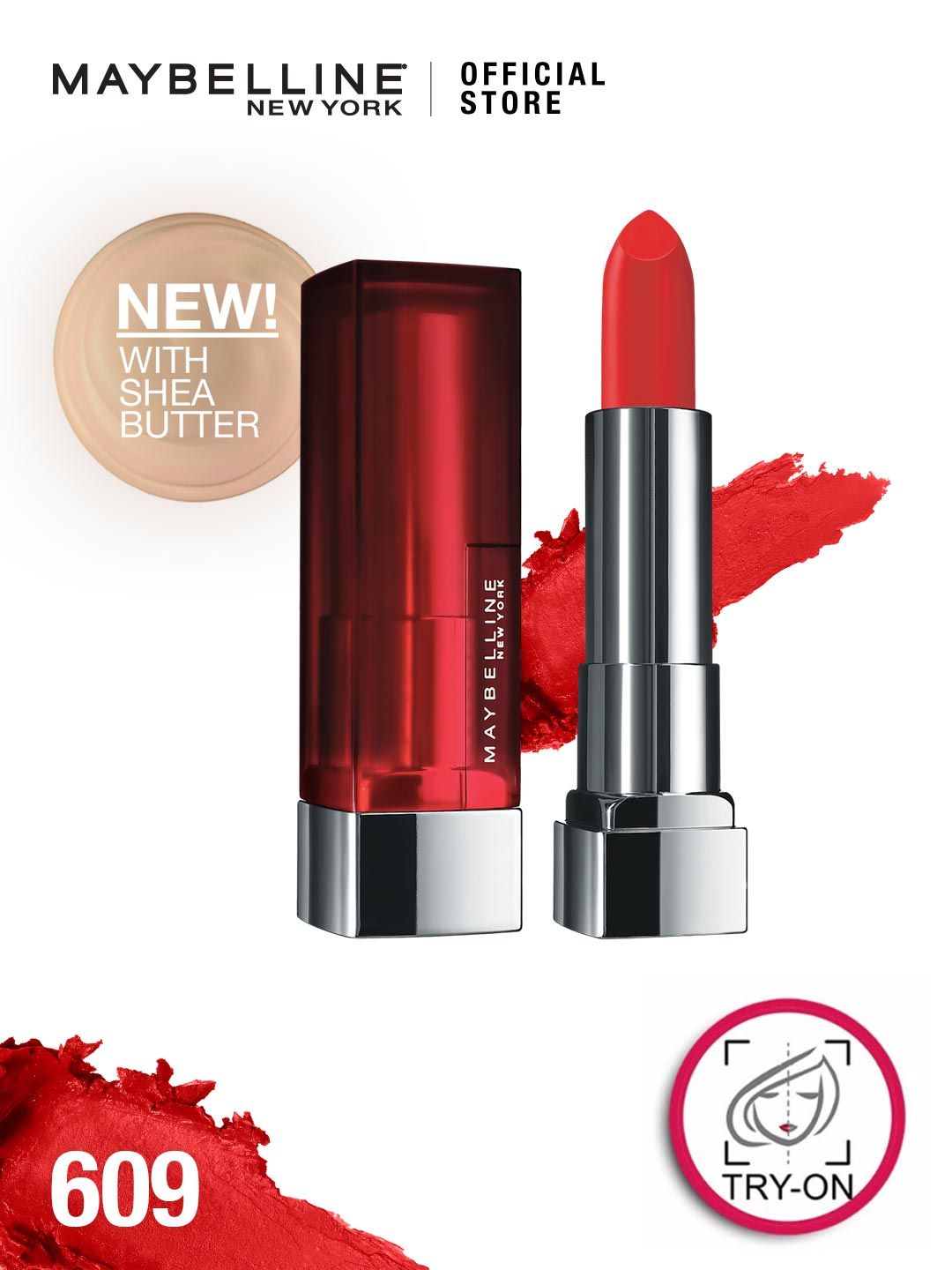 Maybelline New York Color Sensational Creamy Matte Hydrating Lipstick - Dynamite Red 609-image-2