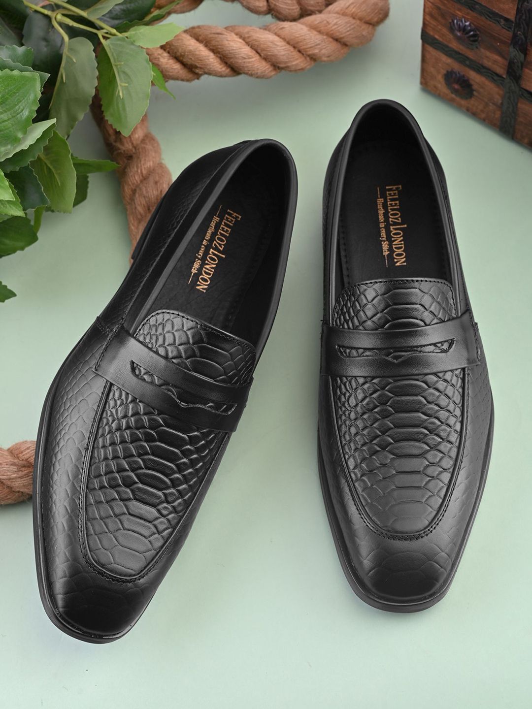 FELELOZ LONDON Men Textured Leather Formal Loafers-picture-48