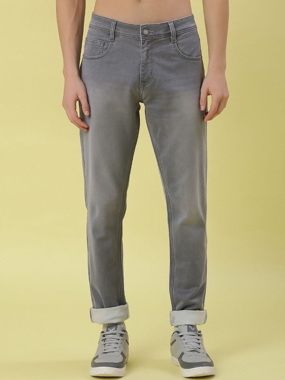 V-Mart Men Solid Cotton Knitted Denim Mid-Rise Jeans-picture-20