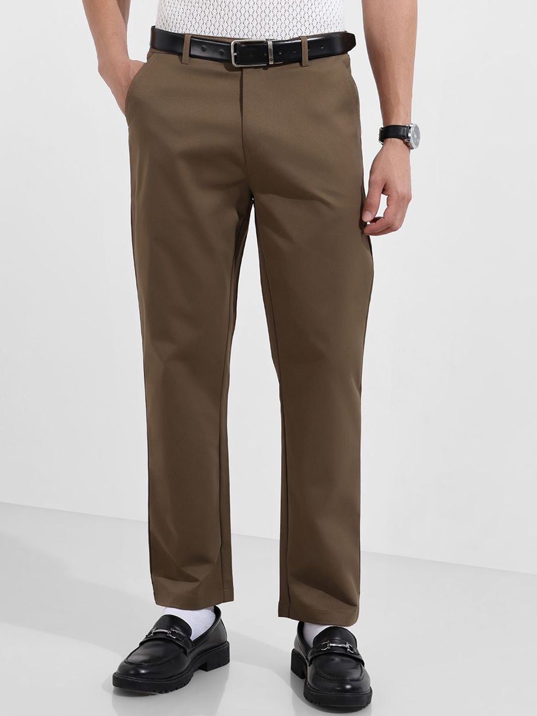 The Indian Garage Co Men Regular Fit Mid-Rise Formal Trousers-picture-35