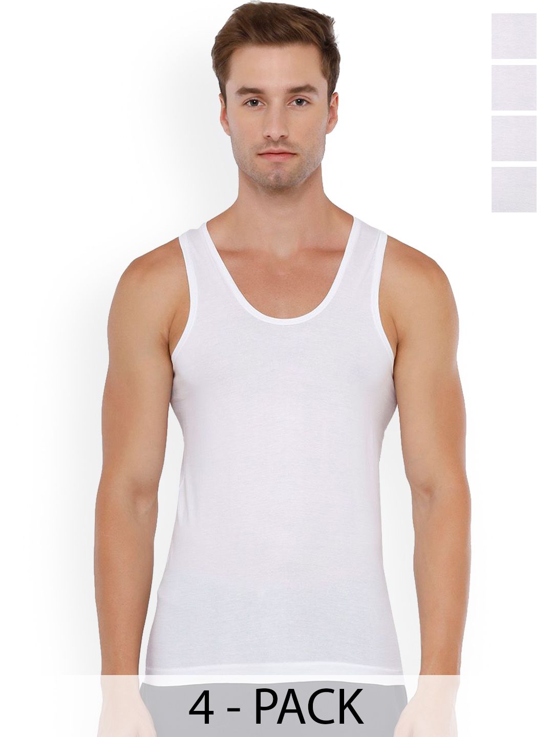 Rupa Jon Pack Of 4 Scoop Neck Pure Cotton Undershirt Vests-picture-54