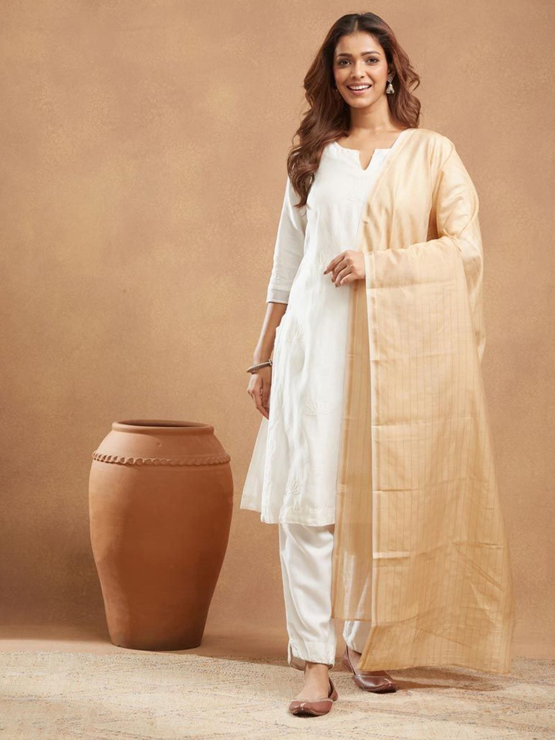 Fabindia Striped Zari Cotton Silk Dupatta-picture-31
