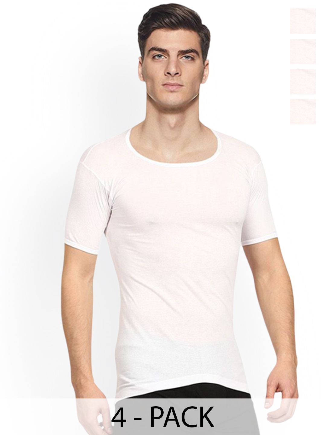 Rupa Jon Pack Of 4 Solid Pure Cotton Undershirt Vests-picture-40