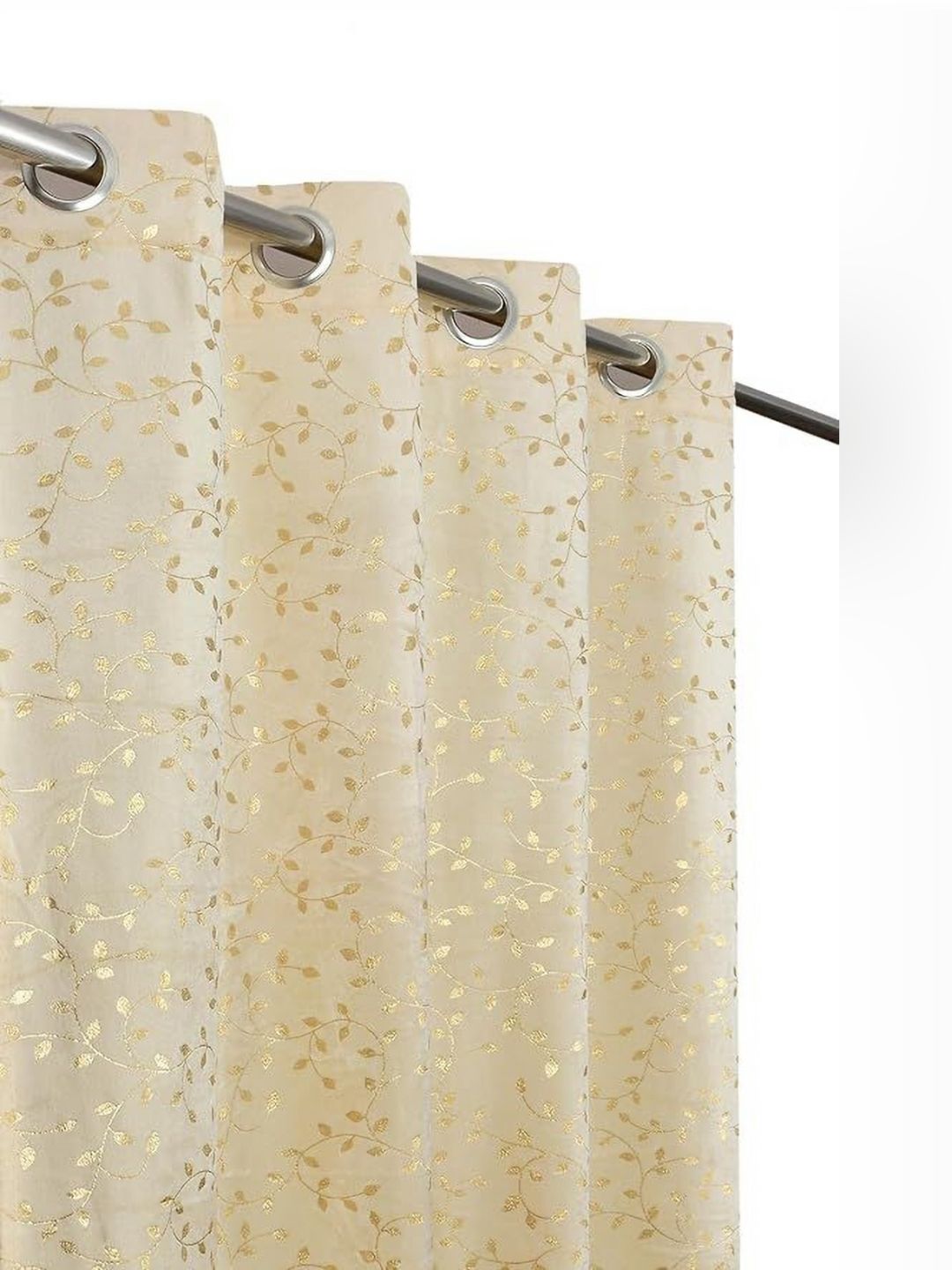 GEET CREATIONS Cream-Coloured & Gold-Toned Printed Room Darkening Velvet Door Curtain-picture-32