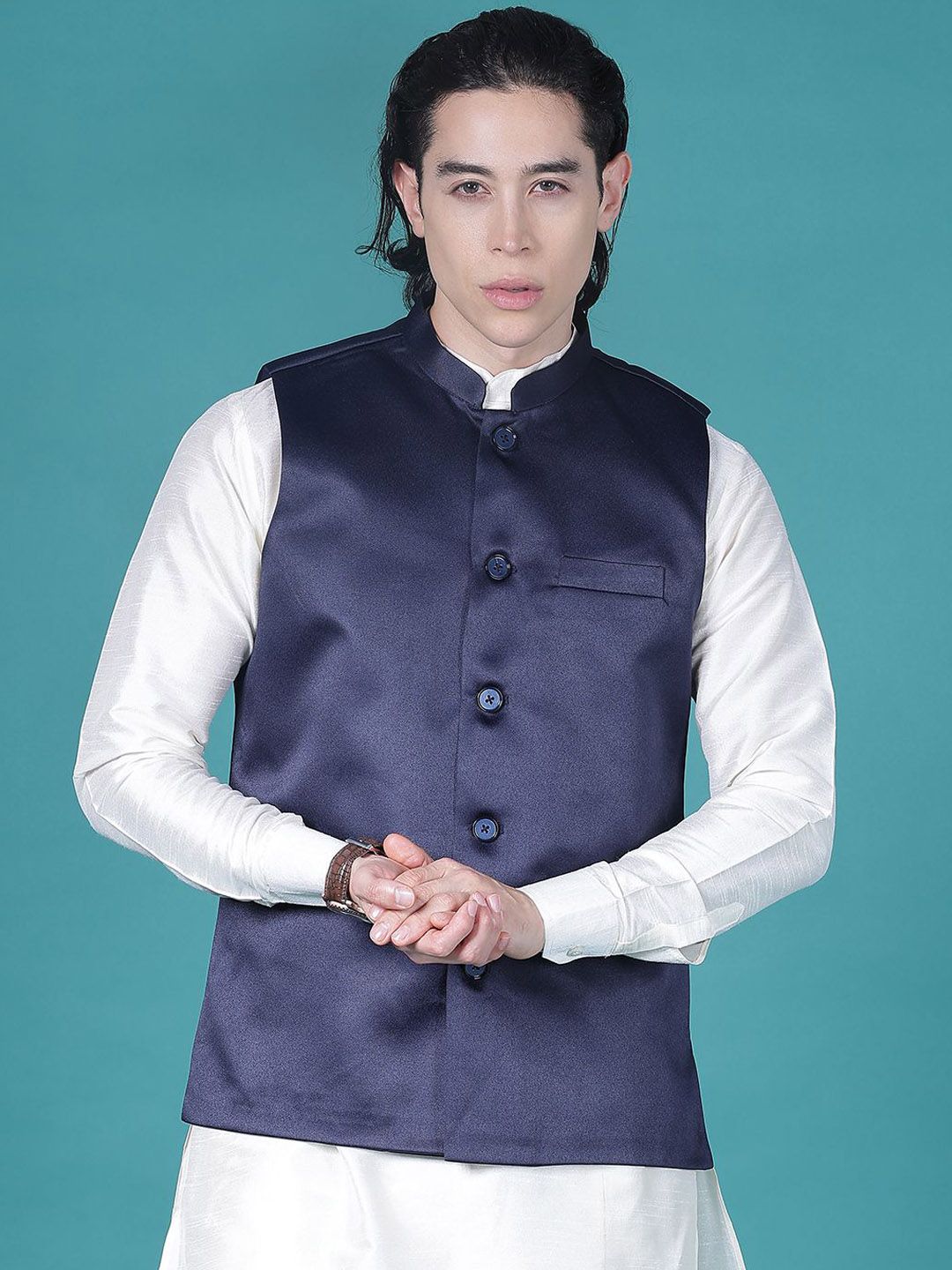 V-Mart Men Solid Mandarin Collar Nehru Jacket-picture-42