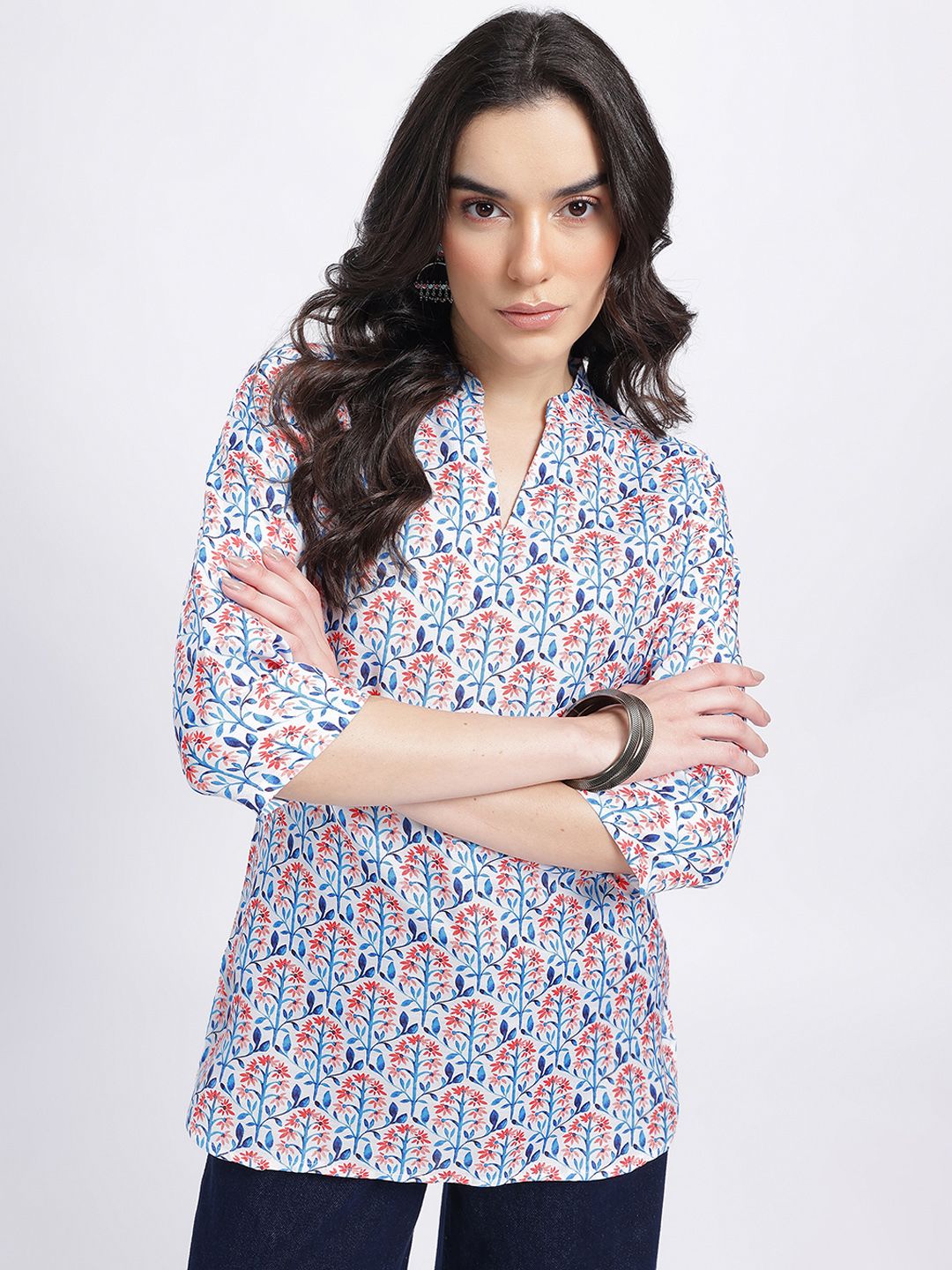 Anouk Rustic Floral Printed Mandarin Collar Straight Kurti-picture-38