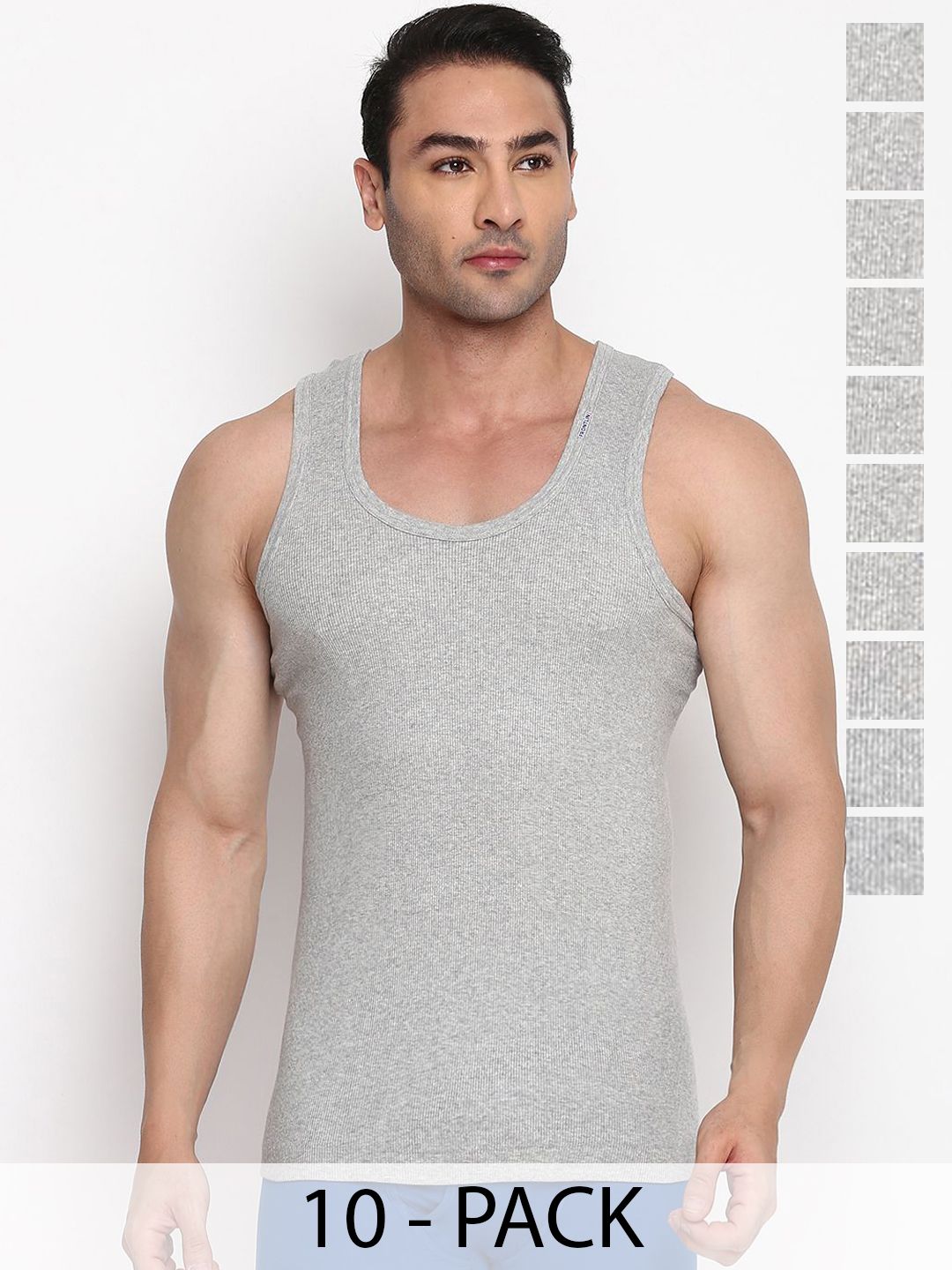 COLORS by Rupa Frontline Pack Of 10 Sleeveless Anti-Bacterial Cotton Undershirt Vests-picture-30