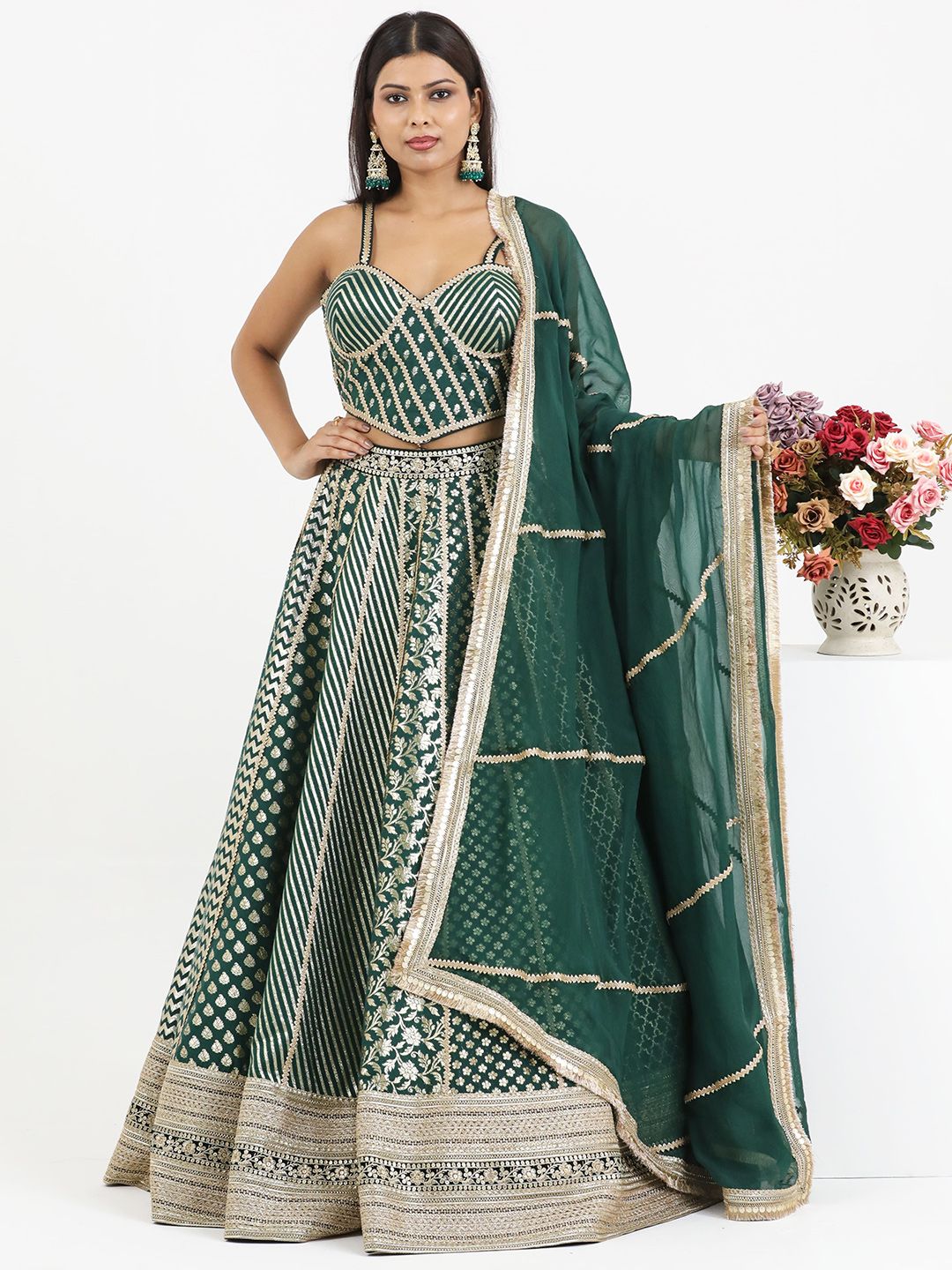 PUSHP PARIDHAN Embroidered Ready to Wear Lehenga & Blouse With Dupatta-picture-27