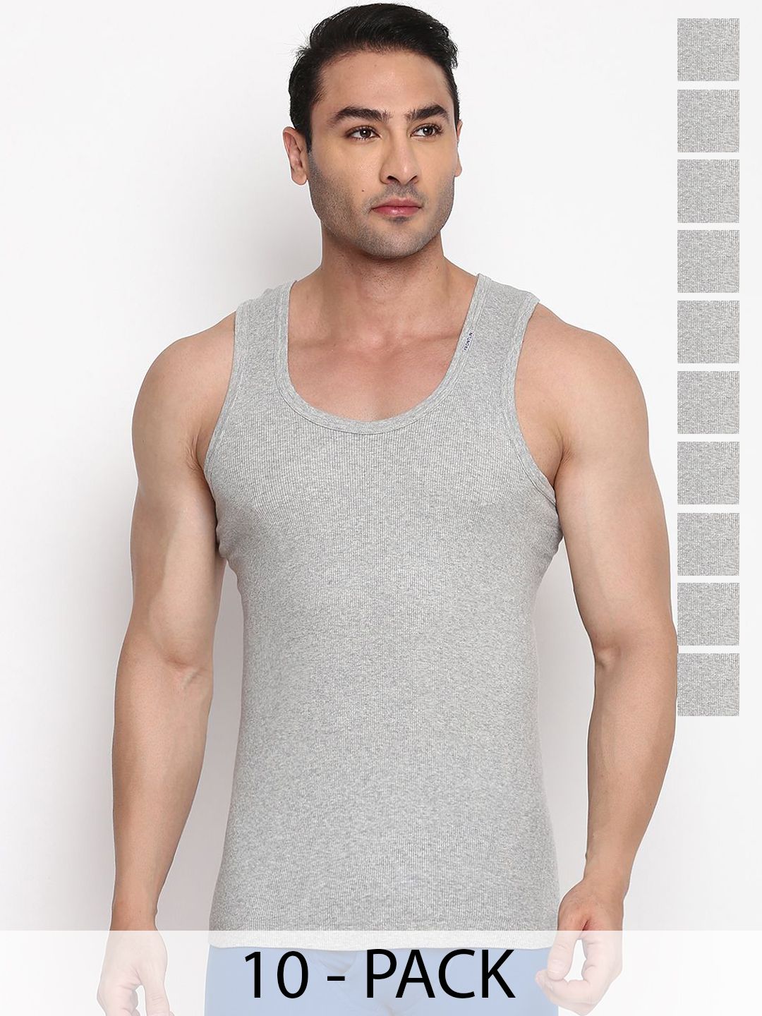 COLORS by Rupa Frontline Men Pack Of 10 Pure Cotton Scoop Neck Innerwear Vests-picture-12