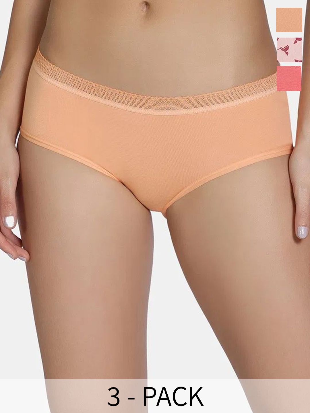 Zivame Pack Of 3 Printed Low-Rise Seamless Hipster Briefs-picture-40