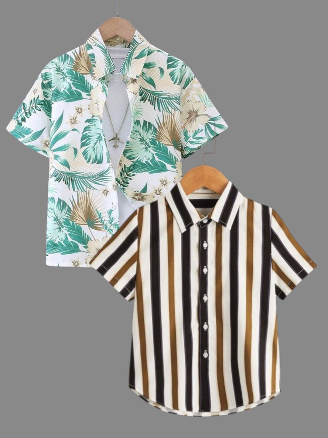 BAESD Boys Pack of 2 Floral Printed Cotton Shirts-picture-17